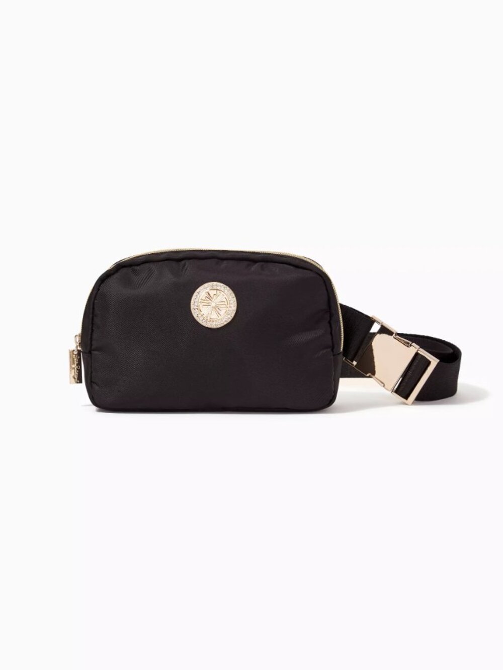 NWT Lilly Pulitzer Onyx Jeanie Belt Bag Black Gold Citrus Plaque Fanny Pack